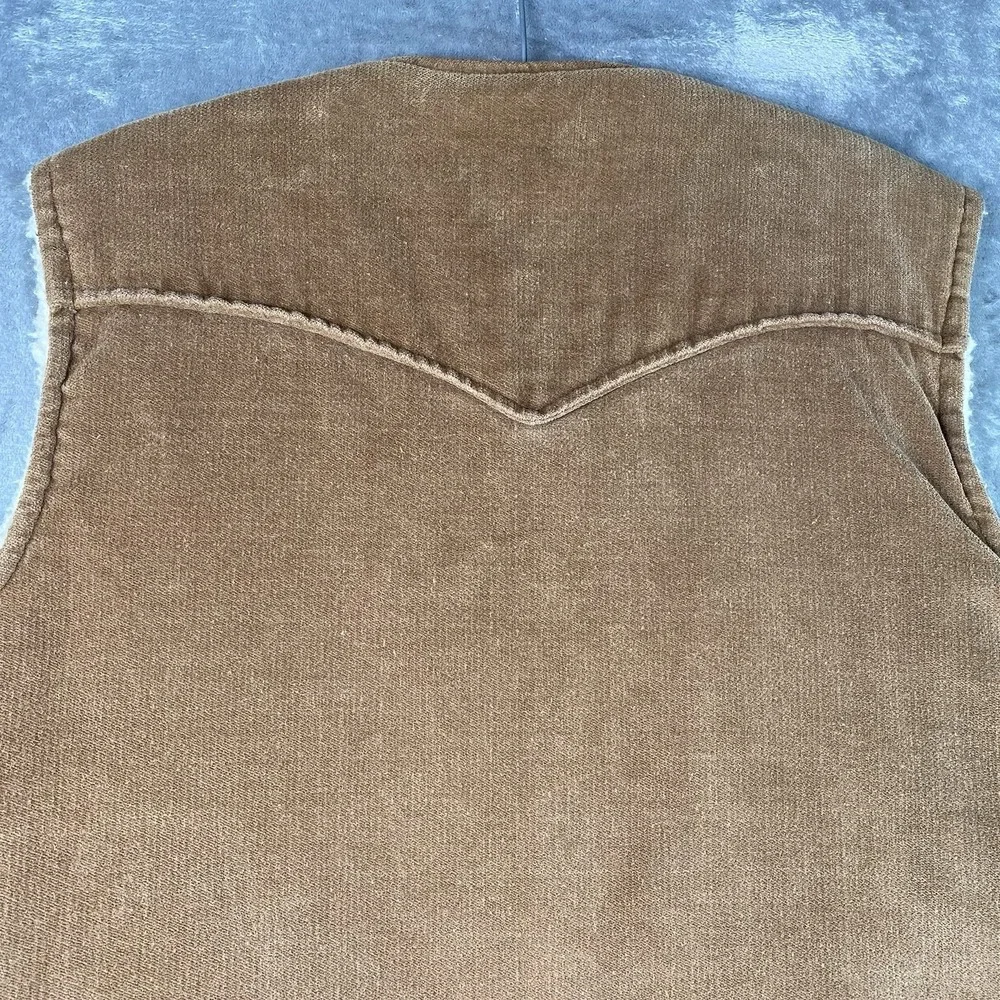 Vintage Lee Storm Rider Vest Mens Size L Brown Sherpa Lined Corduroy Made In USA